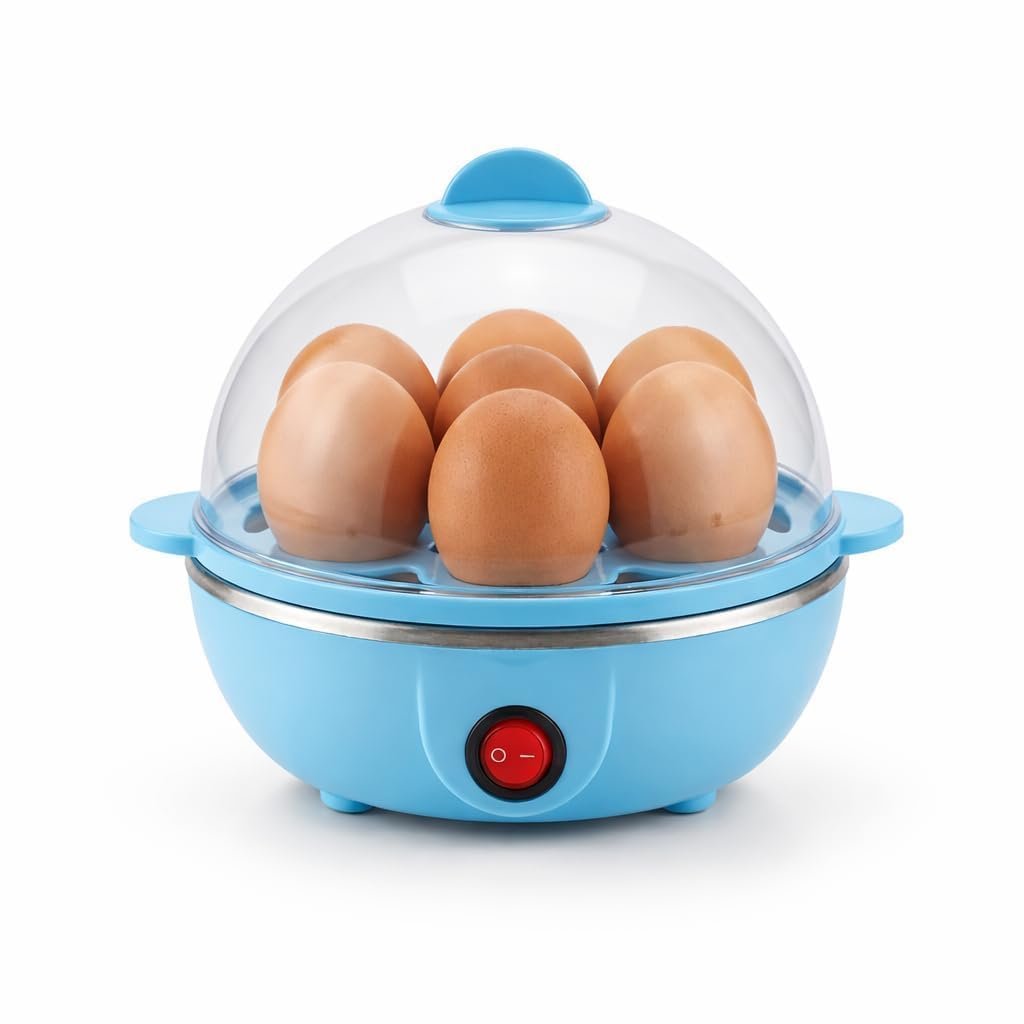 Electric Egg Boiler | 7 Egg Capacity | One-Touch Operation | Stainless Steel Heating Plate | Transparent Lid | Compact Kitchen Appliance