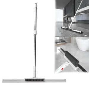 2 in 1 Floor Cleaning Brush with Wiper, Multipurpose Scrub Mop with 180° Rotating Head, Long Handle Cleaning Tool for Bathroom, Tiles, Glass, Kitchen, Floor & Pet Hair Removal