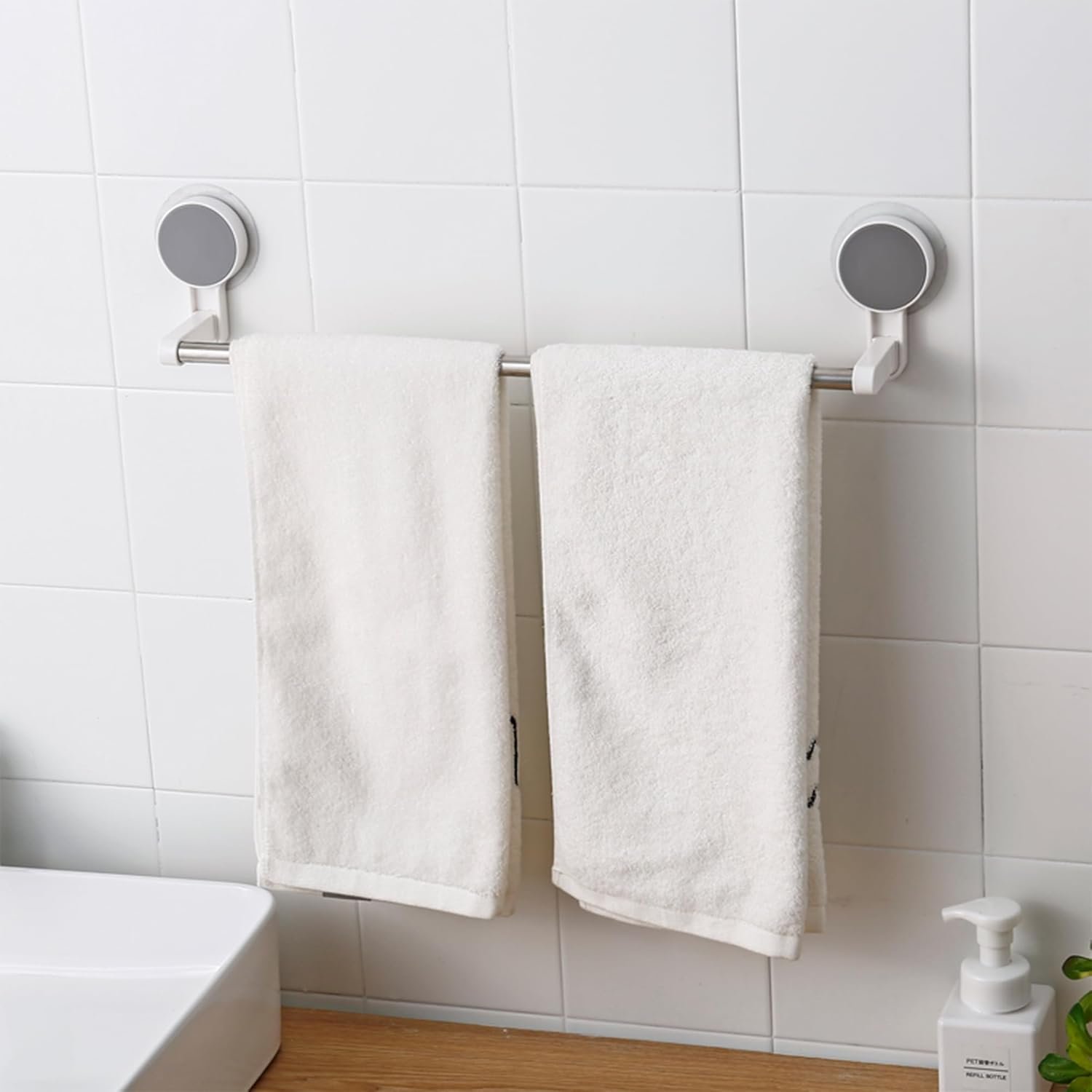 Wall Mounted Self Adhesive Towel Holder Bar for Bathroom & Kitchen | No Drill Magic Sticker Towel Rod for Napkins, Towels & Cloth Hanging | Waterproof Wall Organizer