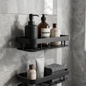 Self Adhesive Bathroom Shelf for Wall | Wall Mounted Bathroom Organizer Rack Holder Stand for Bathroom & Kitchen Accessories | No Drill Waterproof Storage Shelf (Multi, Pack of 2)