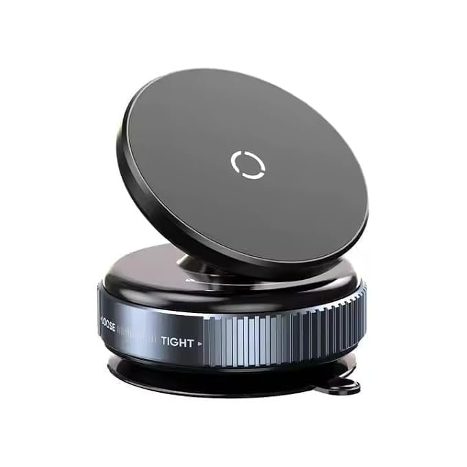 360° Magnetic Vacuum Suction Phone Holder – Foldable & Retractable Car Mount for Dashboard, Mirror & All Flat Surfaces, Strong Magnetic Grip, Universal Mobile Stand for All Smartphones