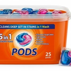 5-in-1 Magic Laundry Detergent Pods Tough Stain Remover for Top & Front Load Washing Machines, Floral Fresh Fragrance, Eco-Friendly Dissolvable Pods, 1 Pod =1 Wash (5‚Äì7kg Load), Pack of 25