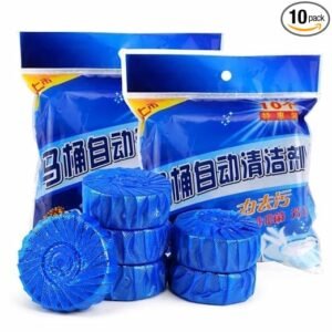 Automatic Toilet Cleaner Tablets for Flush Tank, Blue Toilet Freshener Tablets for Stain Removal & Odor Control, Long Lasting Cleaning, Easy Drop-in Use (Pack of 10)