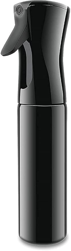 (Black, 300ml) Refillable Empty Mist Water Spray Bottle for Taming Hair in Morning, Hairstyling, Plants, Pets (Black, 300ml)