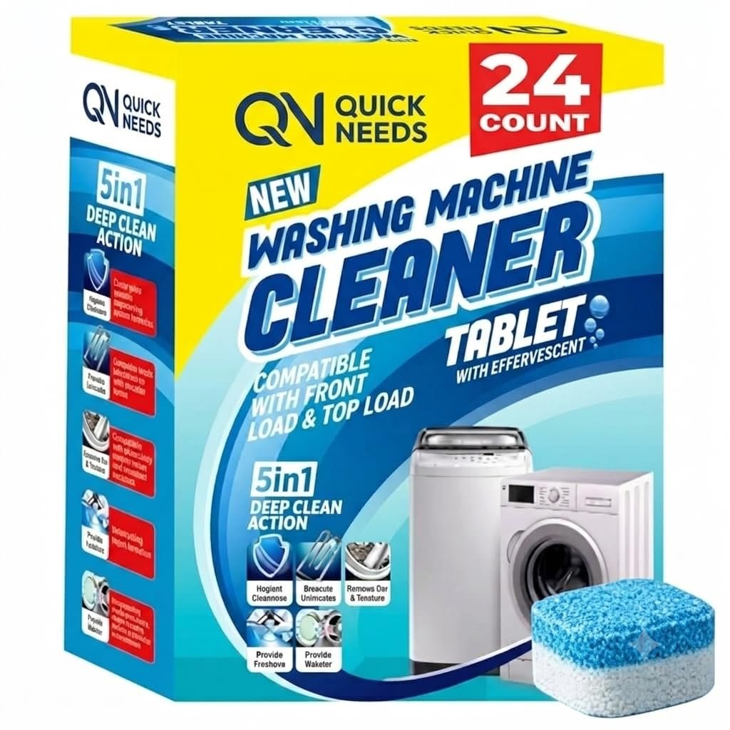ACTIVE Washing Machine Cleaner Descaler 24 Pack - Deep Cleaning Tablets For Front Loader & Top Load Washer, Clean Inside Drum And Laundry Tub Seal (Tablets - 24 Pack)