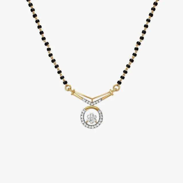 Black Beaded Gold-Plated Diamond Pendant - Image 3