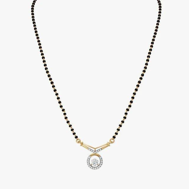 Black Beaded Gold-Plated Diamond Pendant - Image 4