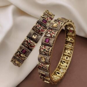 Traditional Antique Gold Finish Bangle Pair