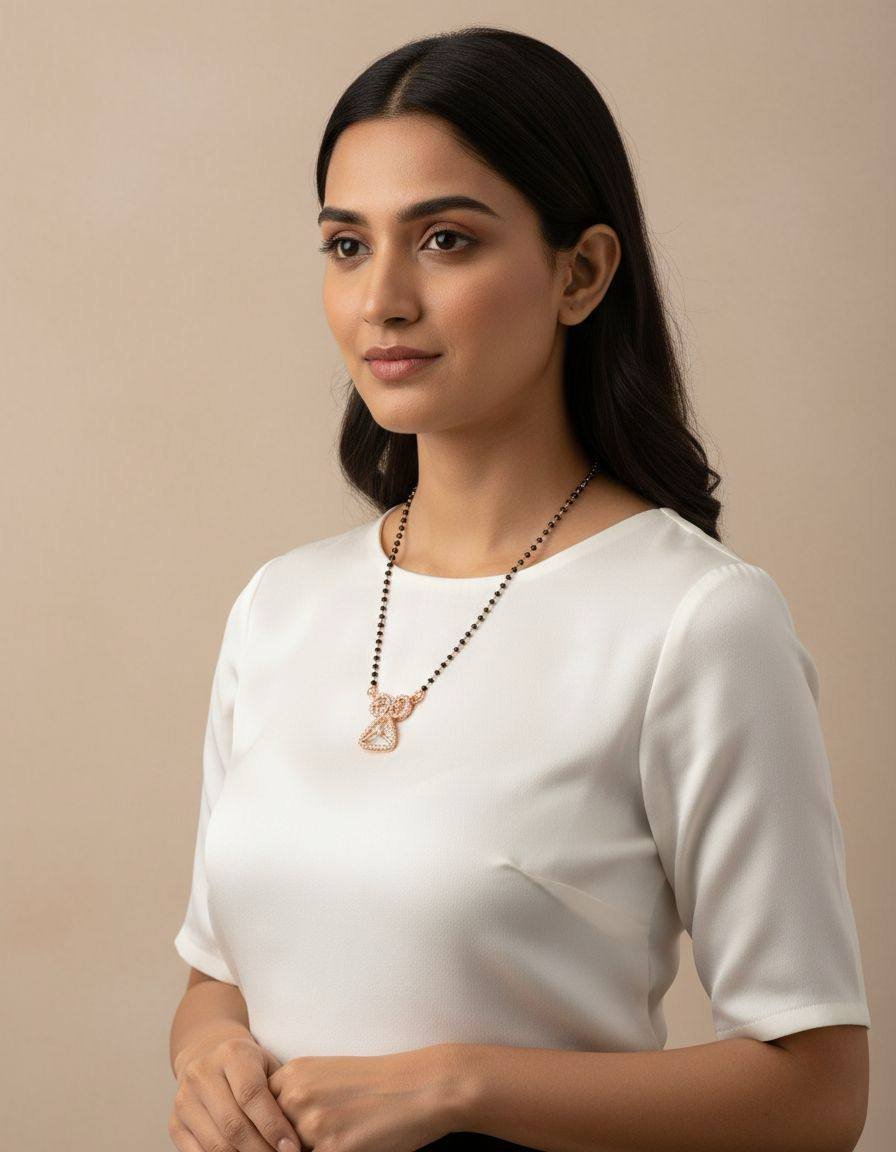Fancy Rose Gold Mangalsutra For Woman - Image 4