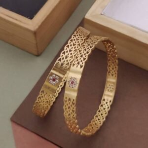 Traditional Gold Plated Filigree Stone Studded Bangle Set