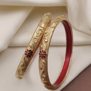 Traditional Floral Meenakari Gold Plated Bangles Pair