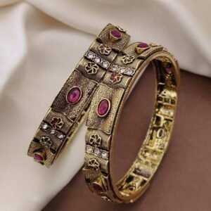 Antique Gold Studded Traditional Bangle Pair