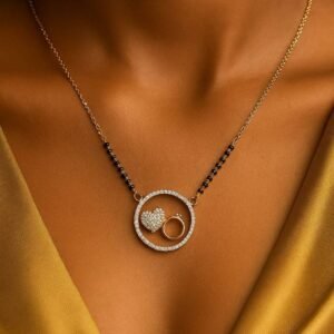 Gold-Plated Heart & Ring Pendant Mangalsutra for