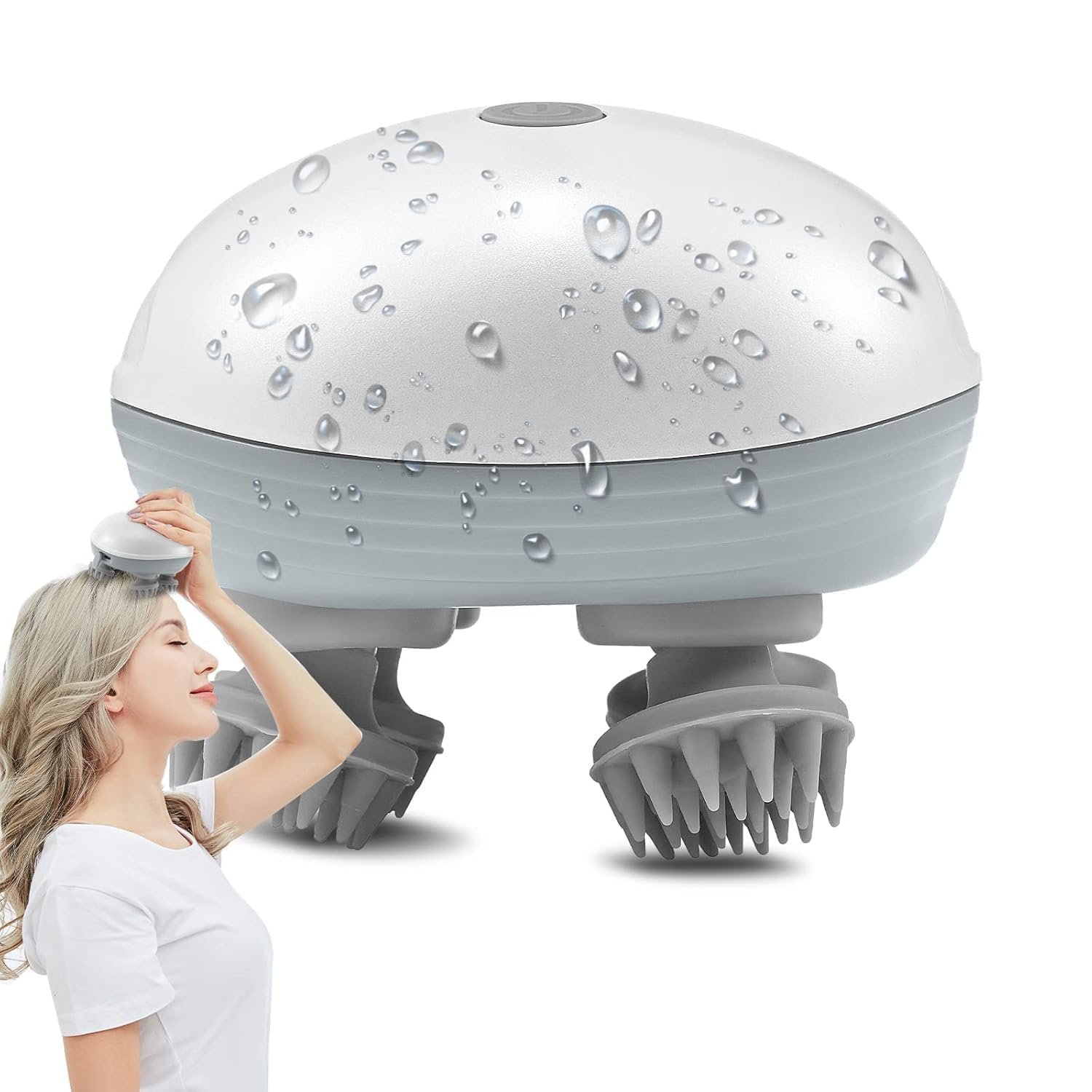 ZEVKO Electric Scalp Massager for Head & Hair, Rechargeable 4-Head Scalp Massage Brush with 3 Speed Modes, Soft Silicone Massage Nodes, Wireless Hair & Body Massager